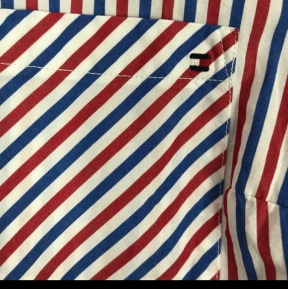 Tommy Hilfiger Striped Button Down Shirt Red Blue White Cotton - Picture 5 of 7